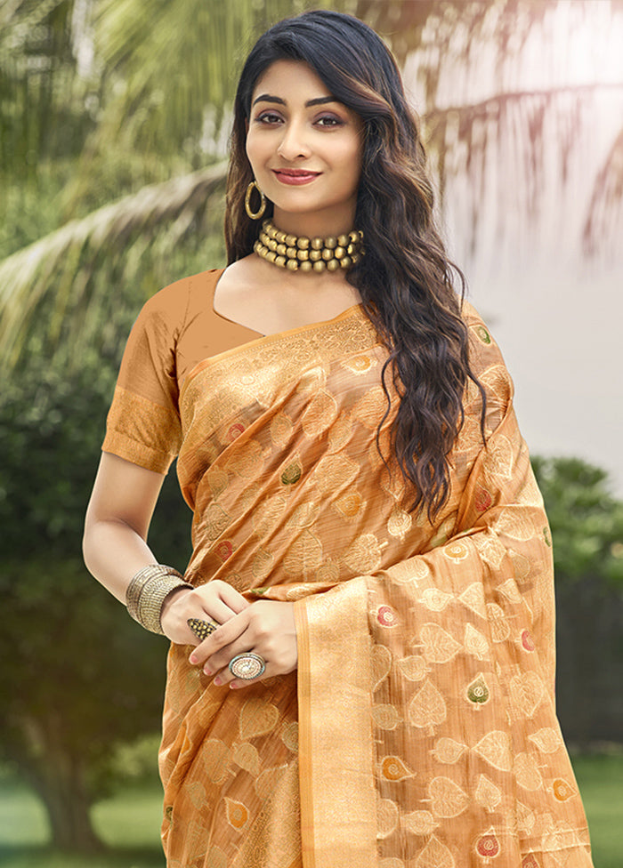 Yellow Organza Saree With Blouse Piece