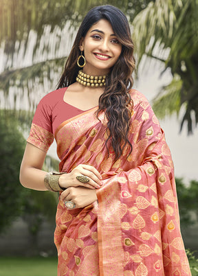 Pink Organza Saree With Blouse Piece