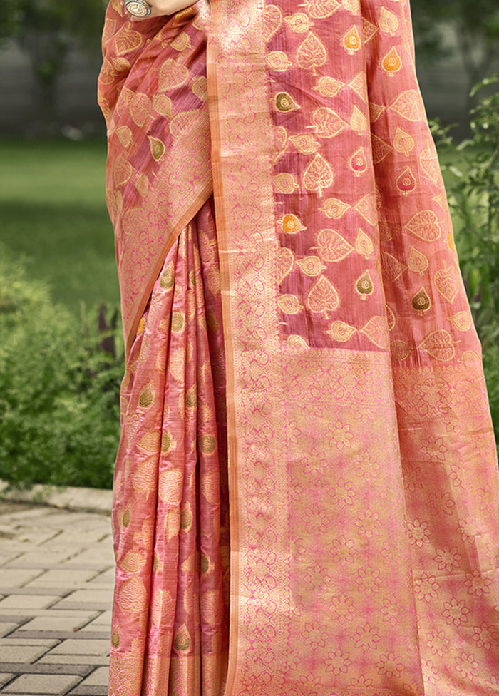 Pink Organza Saree With Blouse Piece