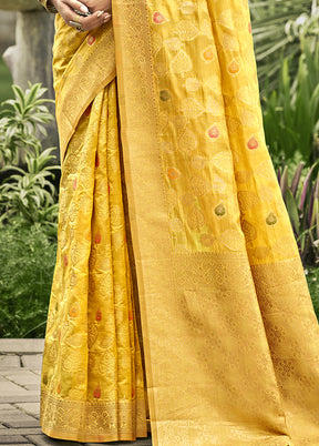 Yellow Organza Saree With Blouse Piece