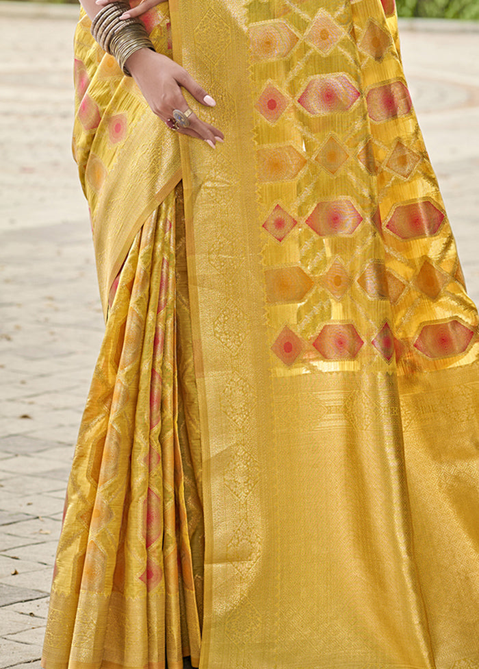 Yellow Organza Saree With Blouse Piece