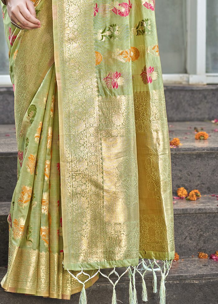 Light Green Organza Saree With Blouse Piece