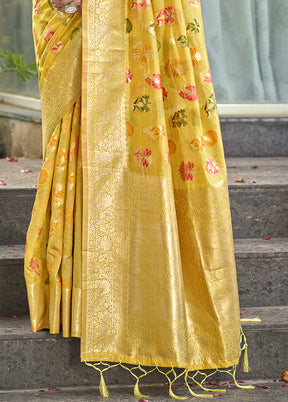 Yellow Organza Saree With Blouse Piece