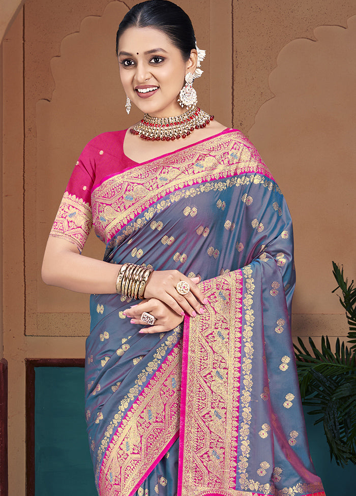 Multicolor Dupion Silk Saree With Blouse Piece