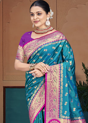 Multicolor Dupion Silk Saree With Blouse Piece