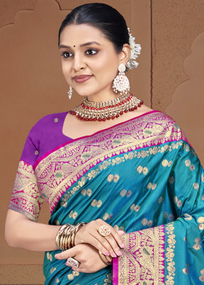 Multicolor Dupion Silk Saree With Blouse Piece