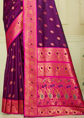 Wine Dupion Silk Saree With Blouse Piece