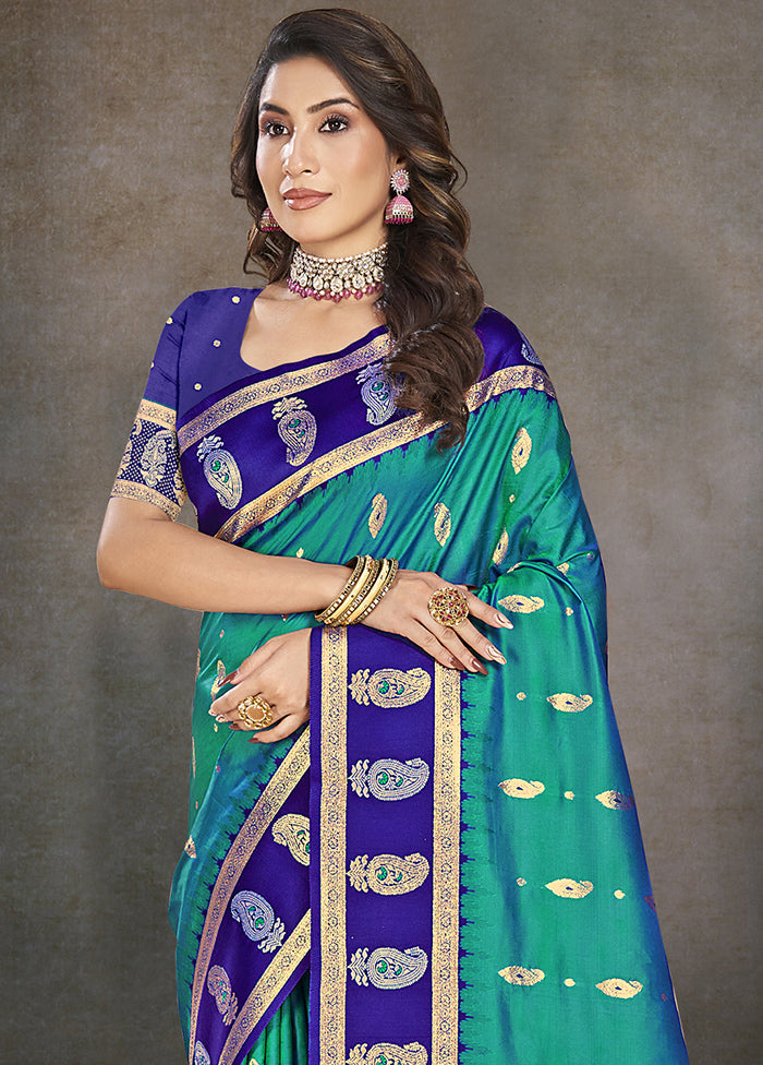 Sky Blue Dupion Silk Saree With Blouse Piece