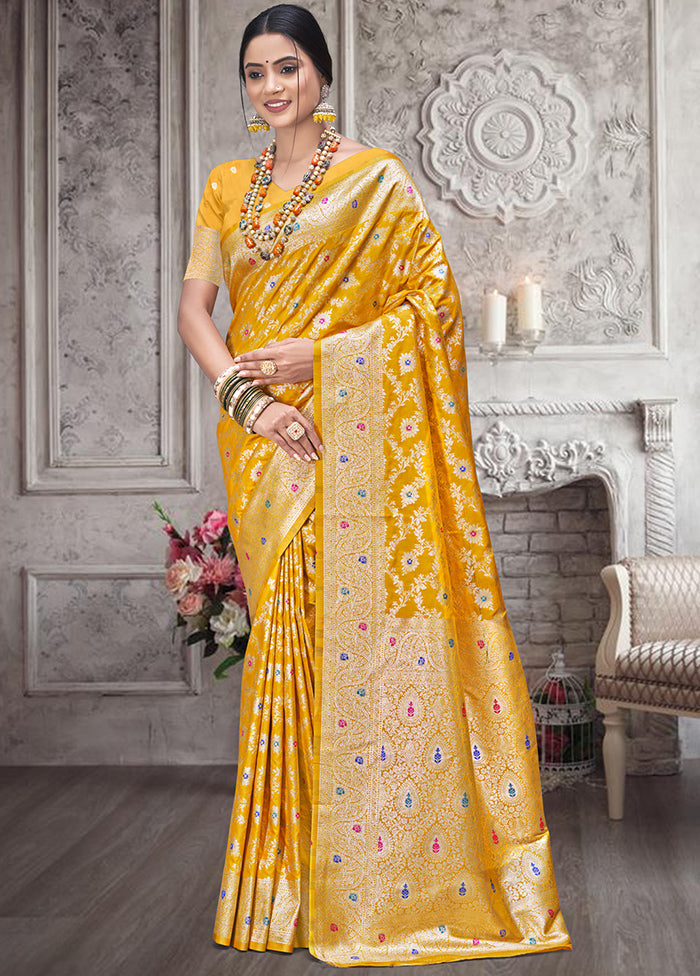 Multicolor Dupion Silk Saree With Blouse Piece