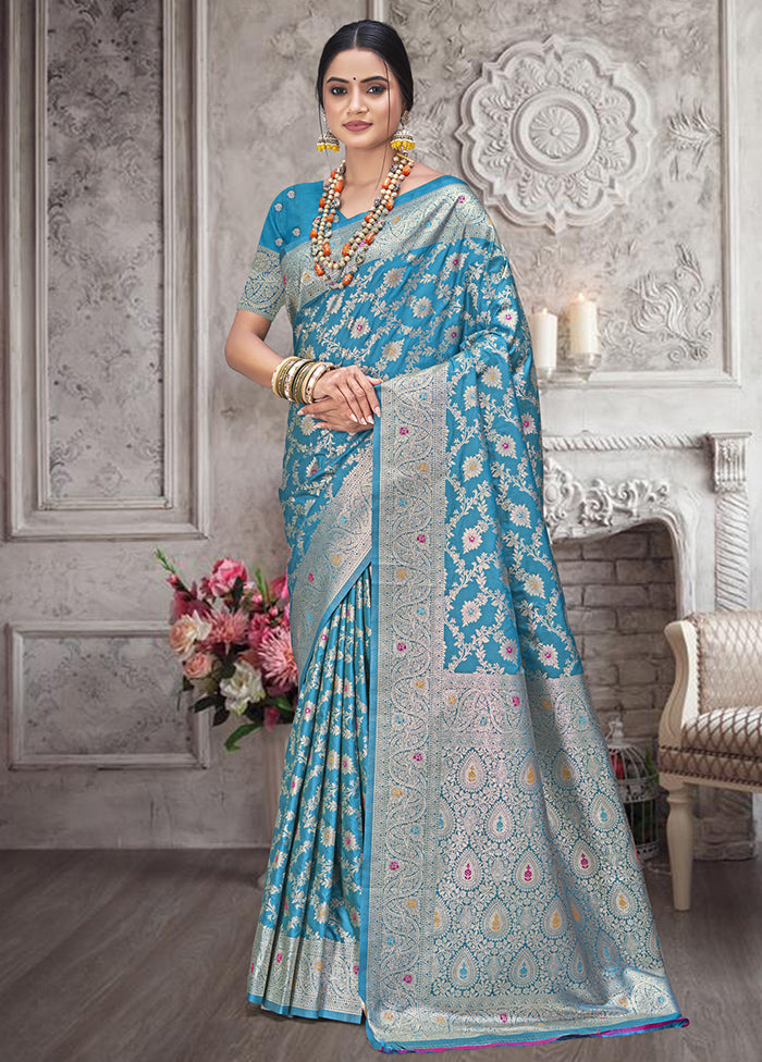 Multicolor Dupion Silk Saree With Blouse Piece