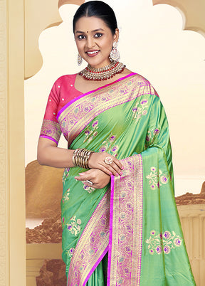 Multicolor Dupion Silk Saree With Blouse Piece