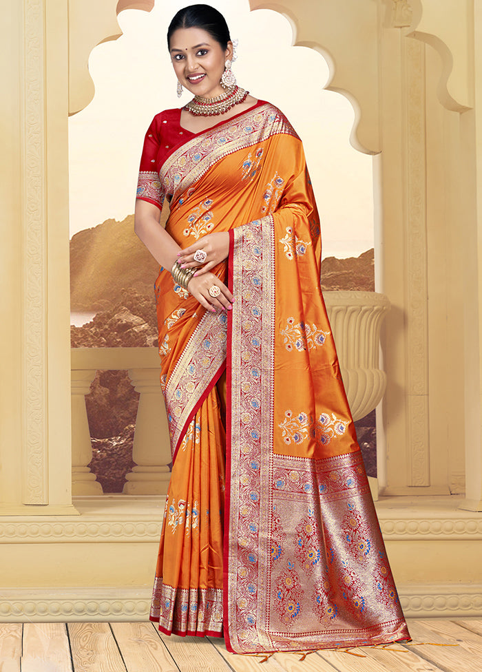 Multicolor Dupion Silk Saree With Blouse Piece