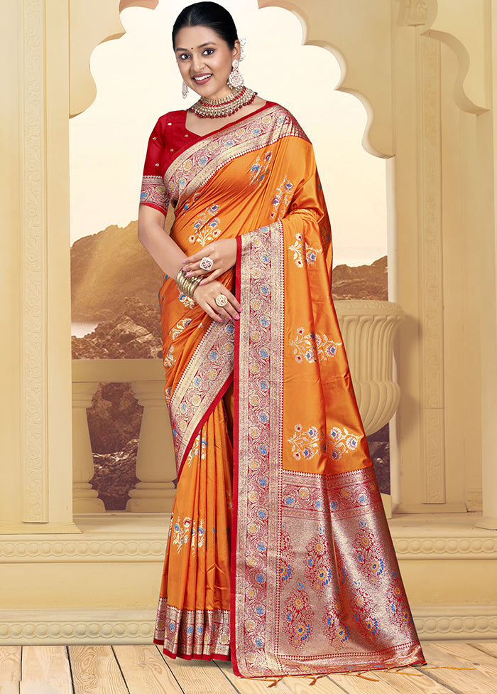 Multicolor Dupion Silk Saree With Blouse Piece