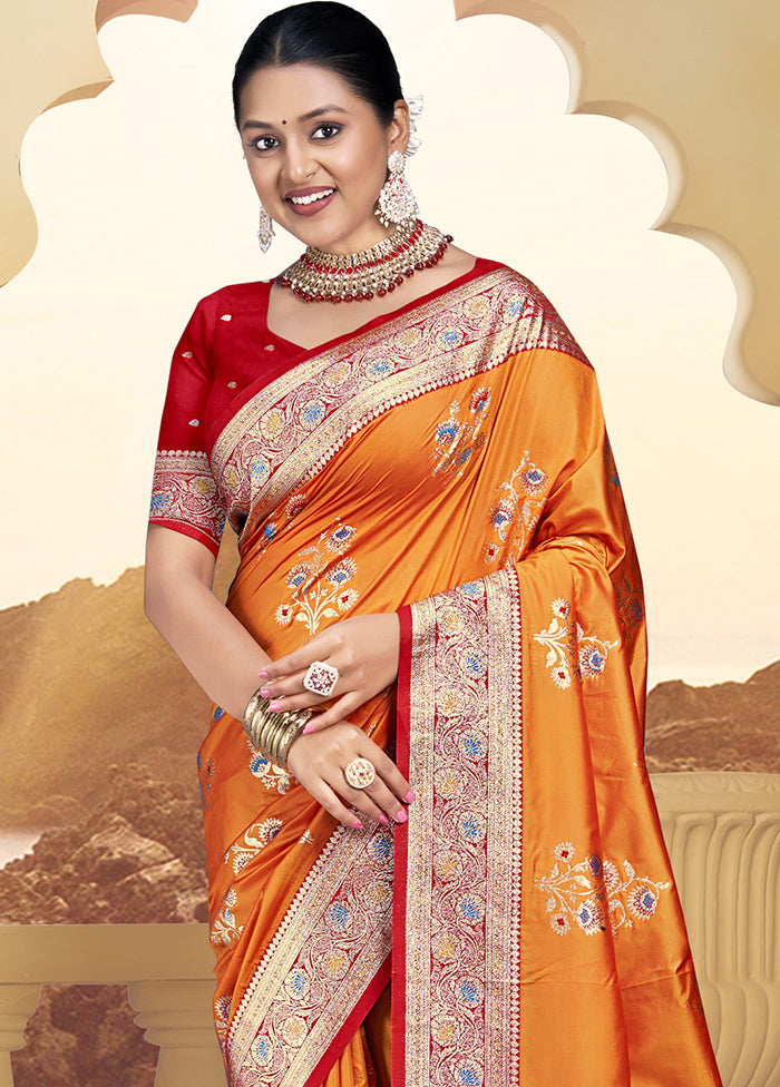 Multicolor Dupion Silk Saree With Blouse Piece