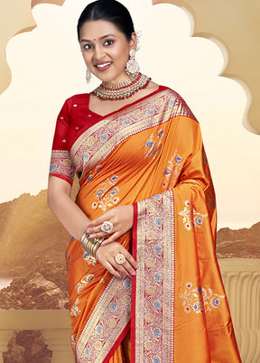 Multicolor Dupion Silk Saree With Blouse Piece