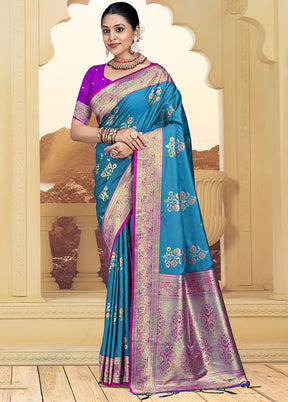 Multicolor Dupion Silk Saree With Blouse Piece