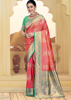 Multicolor Dupion Silk Saree With Blouse Piece