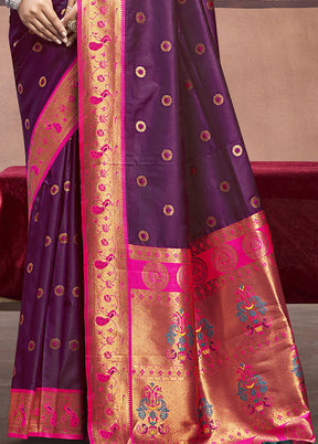 Wine Dupion Silk Saree With Blouse Piece