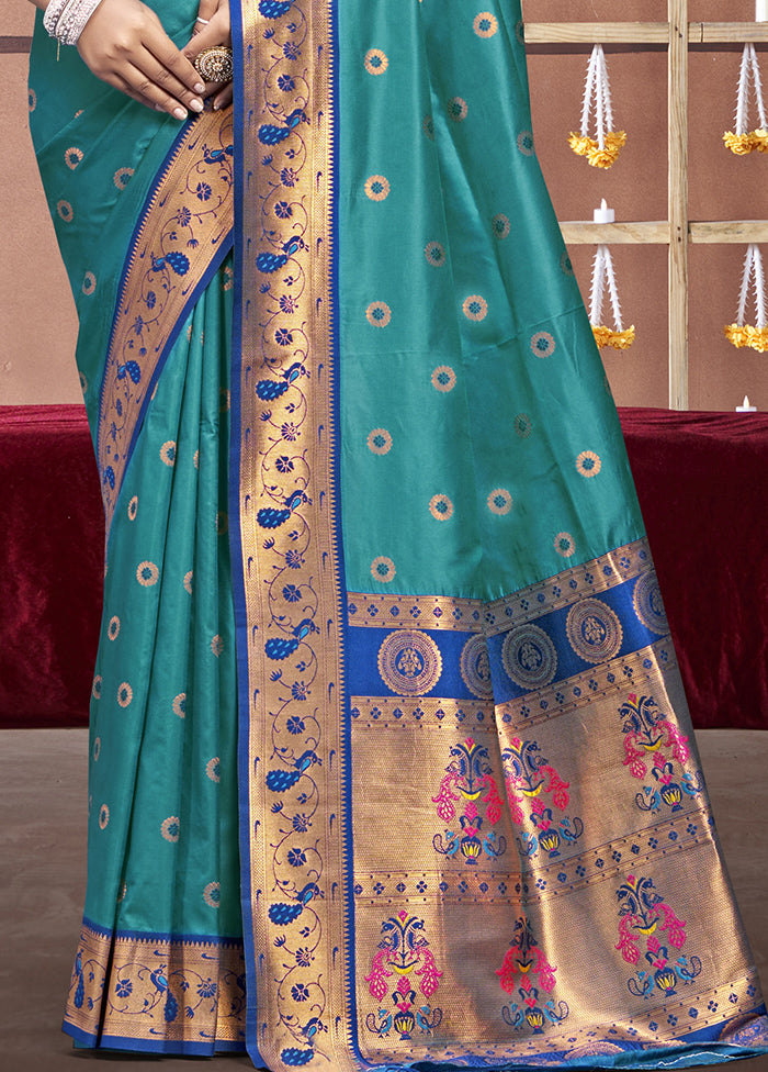 Sky Blue Dupion Silk Saree With Blouse Piece