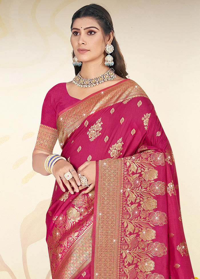 Pink Spun Silk Saree With Blouse Piece