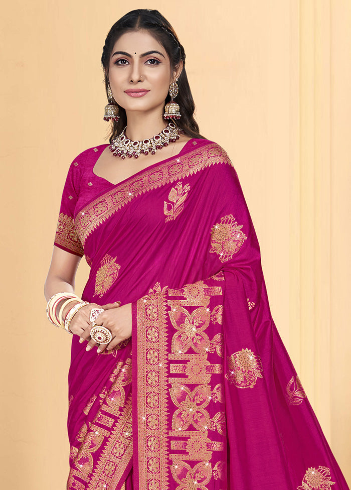 Pink Spun Silk Saree With Blouse Piece