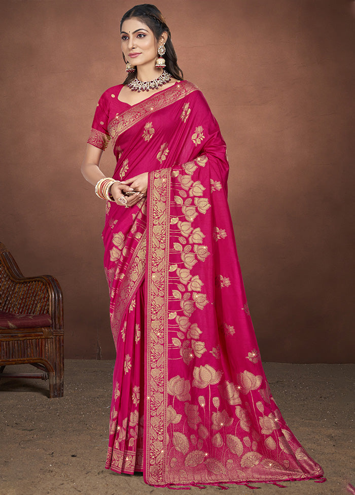 Pink Spun Silk Saree With Blouse Piece