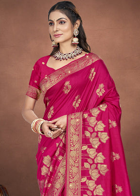 Pink Spun Silk Saree With Blouse Piece