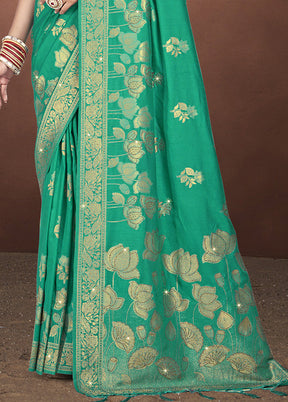 Green Spun Silk Saree With Blouse Piece