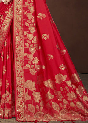 Red Spun Silk Saree With Blouse Piece