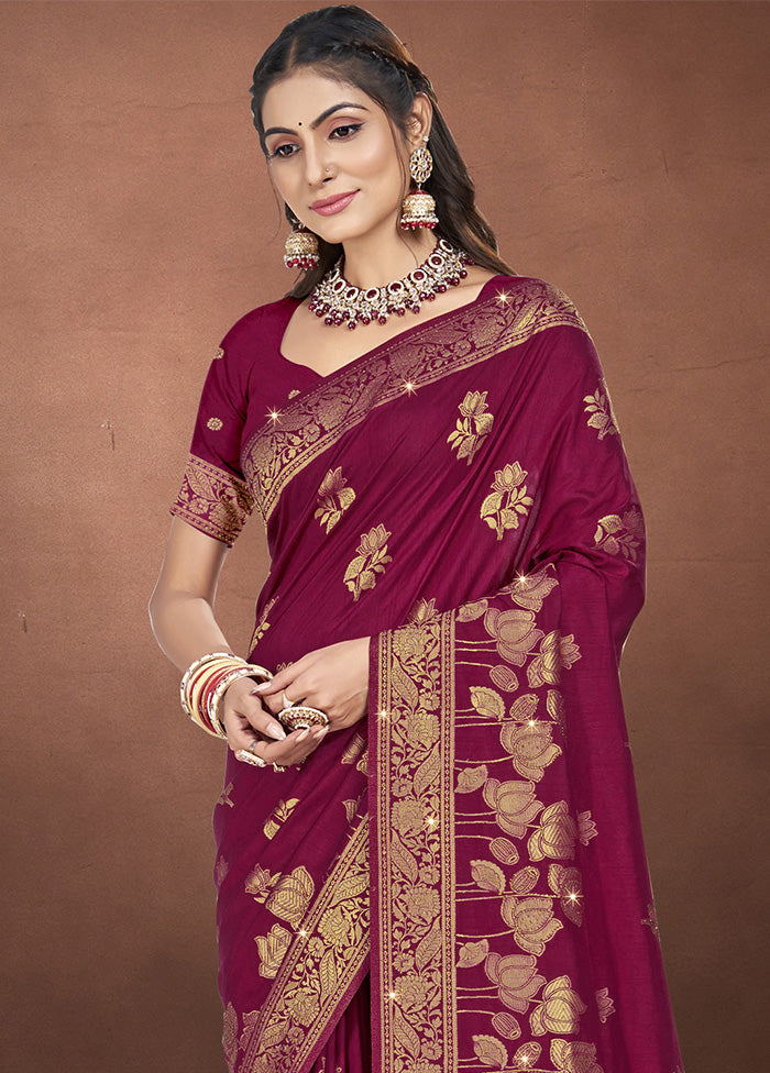 Pink Spun Silk Saree With Blouse Piece