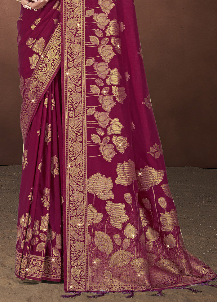 Pink Spun Silk Saree With Blouse Piece