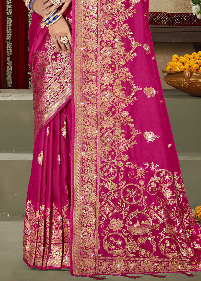 Pink Spun Silk Saree With Blouse Piece