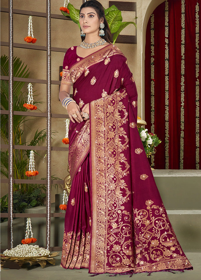 Pink Spun Silk Saree With Blouse Piece