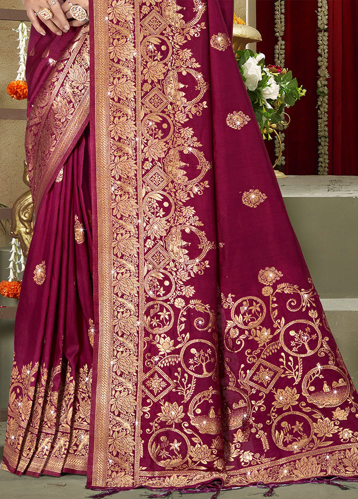 Pink Spun Silk Saree With Blouse Piece