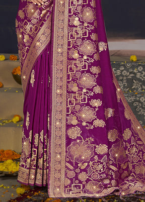 Purple Spun Silk Saree With Blouse Piece