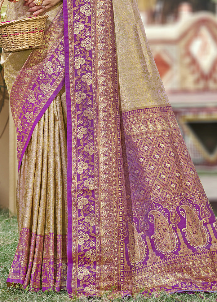 Grey Spun Silk Saree With Blouse Piece