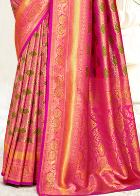 Pink Dupion Silk Saree With Blouse Piece