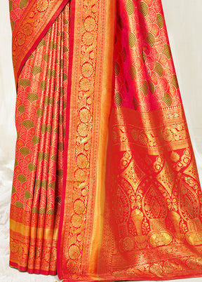 Orange Dupion Silk Saree With Blouse Piece