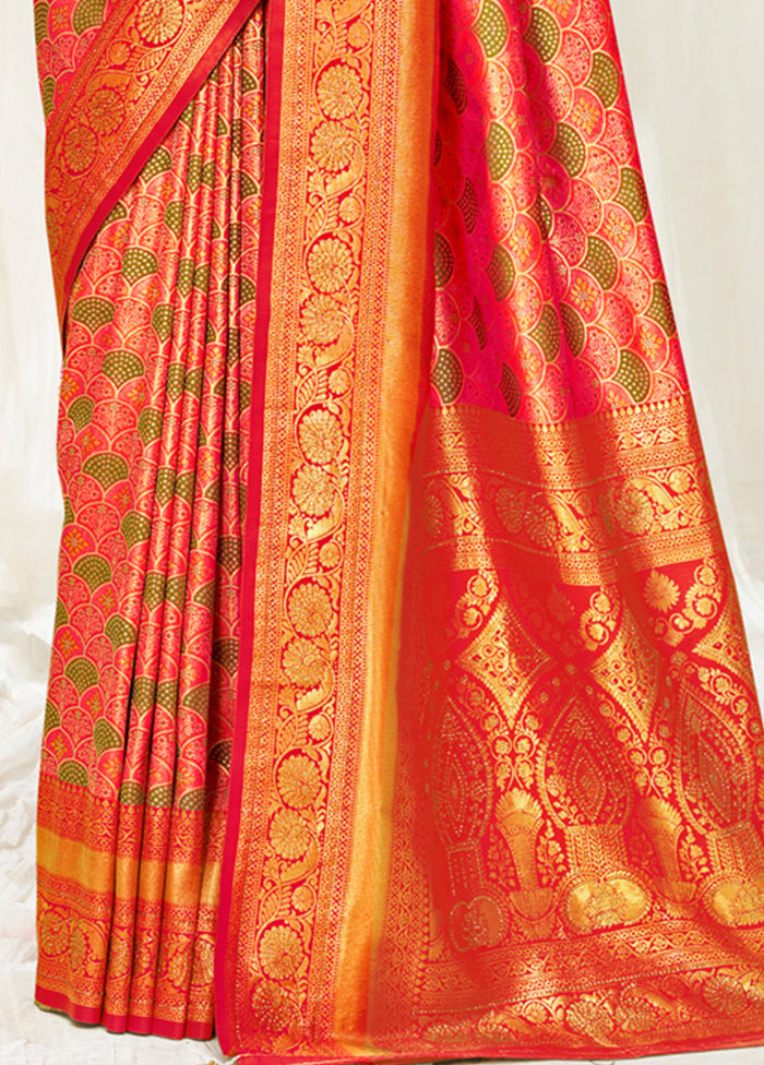 Orange Dupion Silk Saree With Blouse Piece