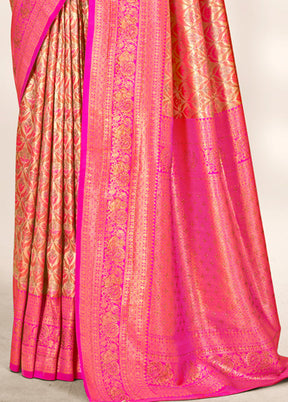 Pink Dupion Silk Saree With Blouse Piece