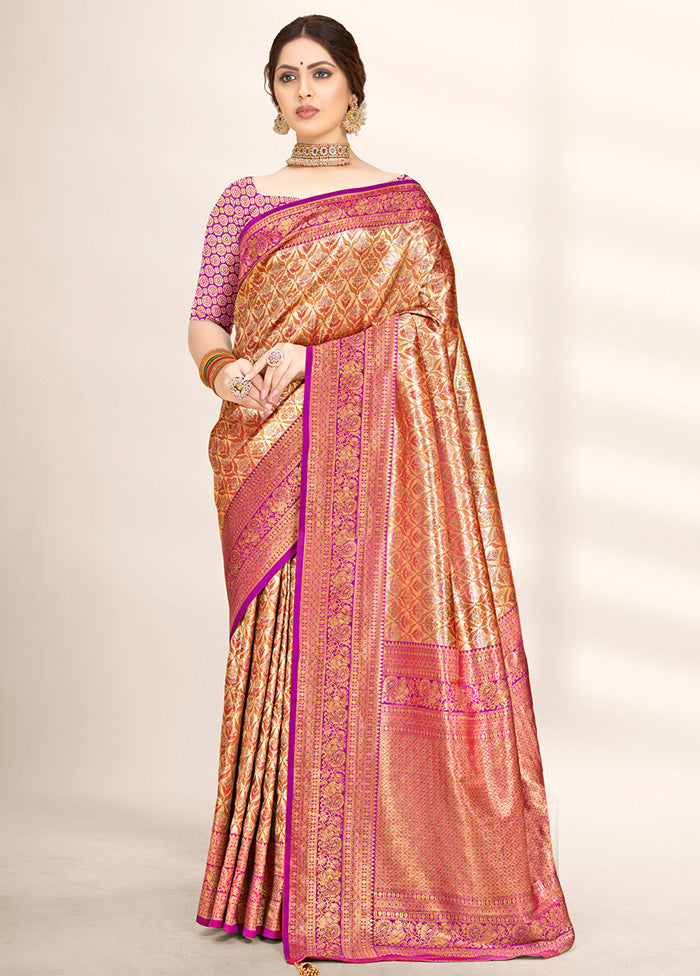 Wine Dupion Silk Saree With Blouse Piece - Indian Silk House Agencies