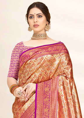 Wine Dupion Silk Saree With Blouse Piece - Indian Silk House Agencies