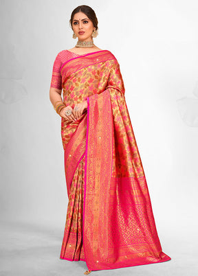 Light Pink Dupion Silk Saree With Blouse Piece