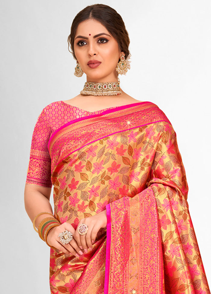 Light Pink Dupion Silk Saree With Blouse Piece