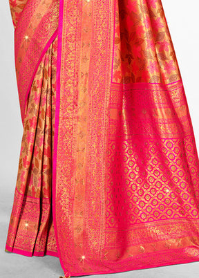 Light Pink Dupion Silk Saree With Blouse Piece