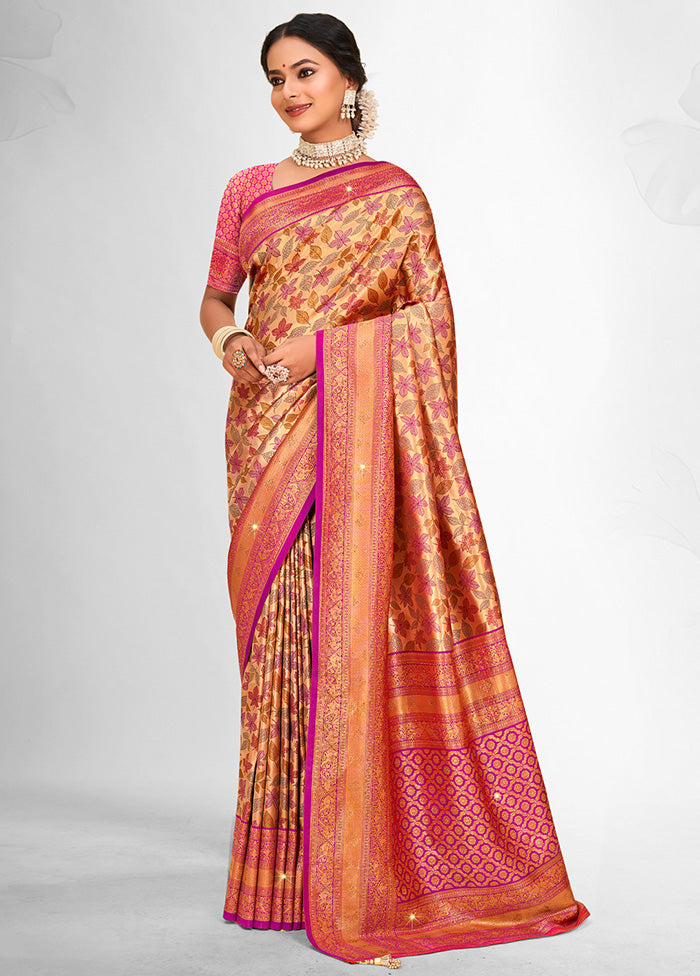 Pink Dupion Silk Saree With Blouse Piece - Indian Silk House Agencies