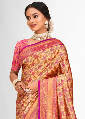 Pink Dupion Silk Saree With Blouse Piece - Indian Silk House Agencies