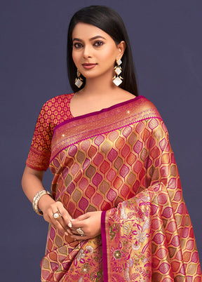 Wine Dupion Silk Saree With Blouse Piece