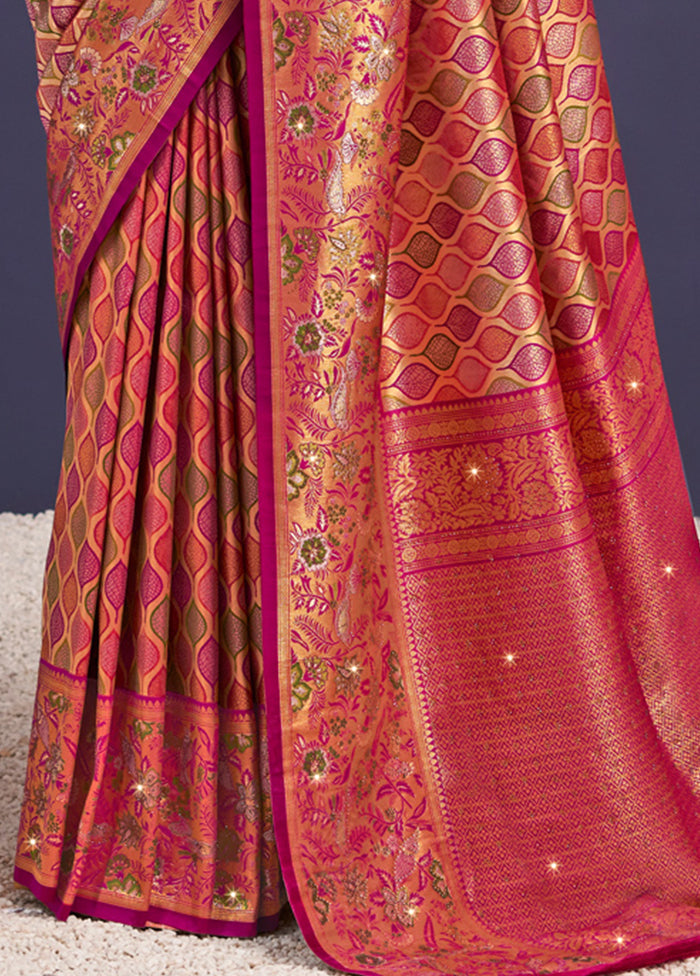 Wine Dupion Silk Saree With Blouse Piece