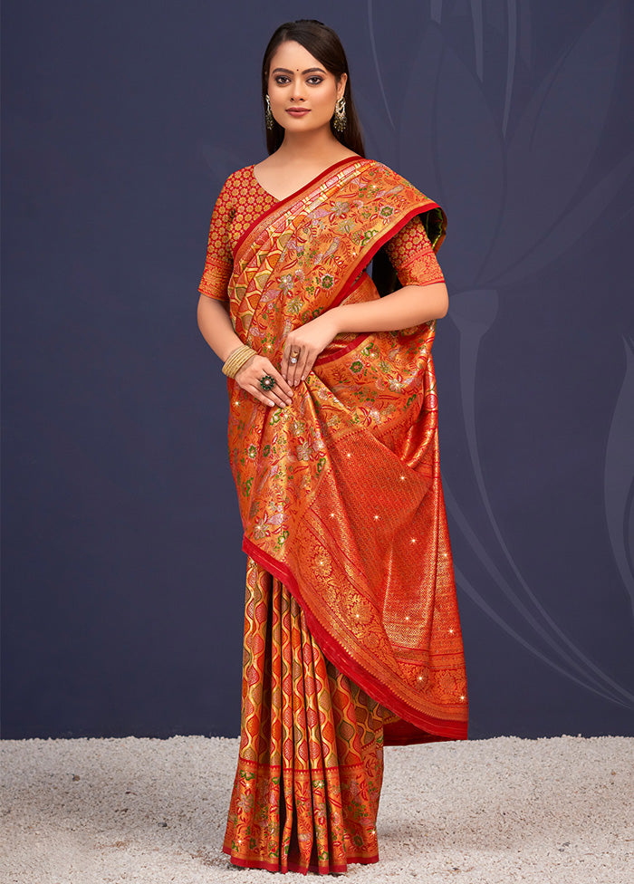 Maroon Dupion Silk Saree With Blouse Piece